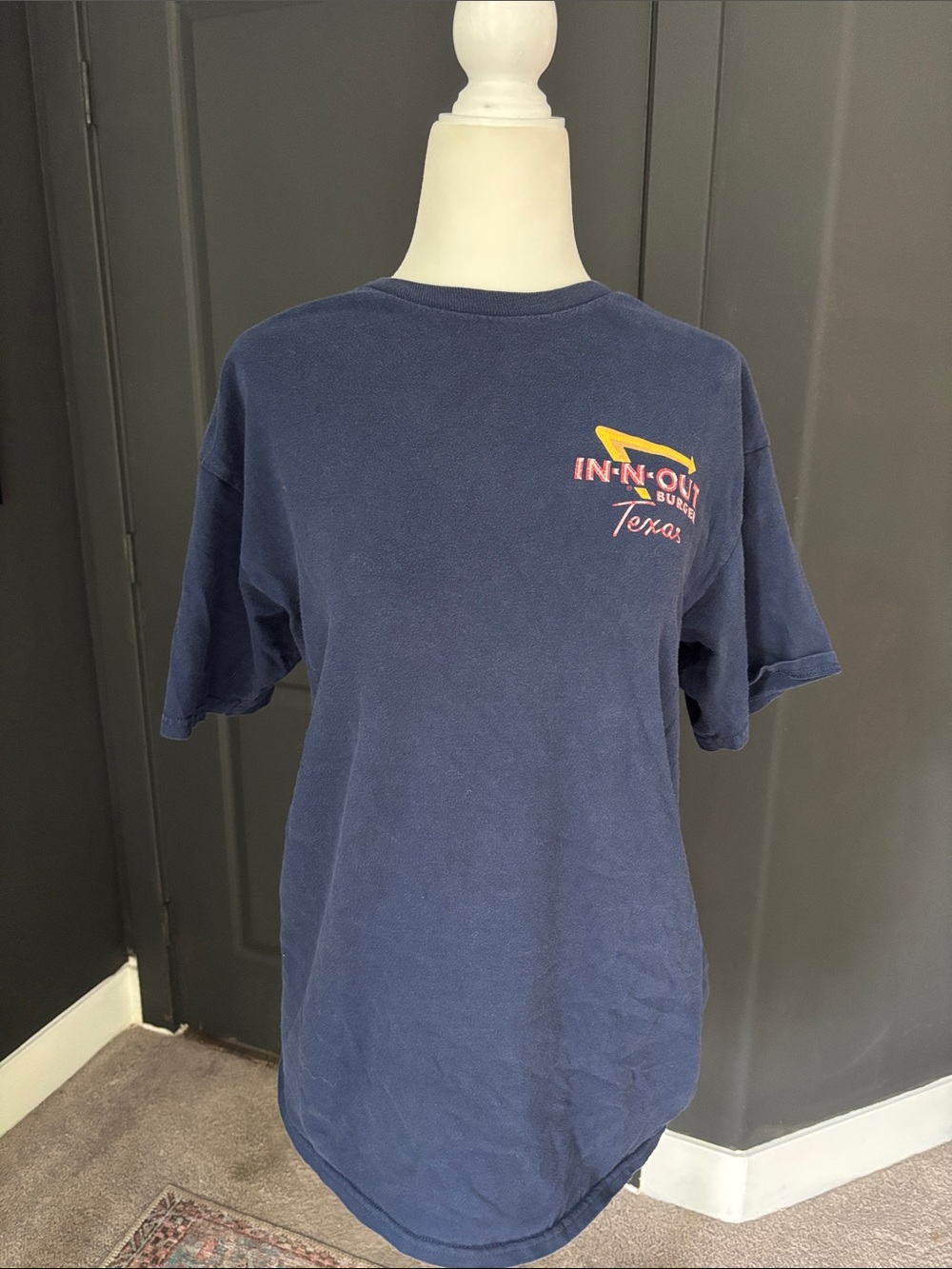 Texas IN N OUT fast food burger chain Navy Short Sleeve Graphic Tee